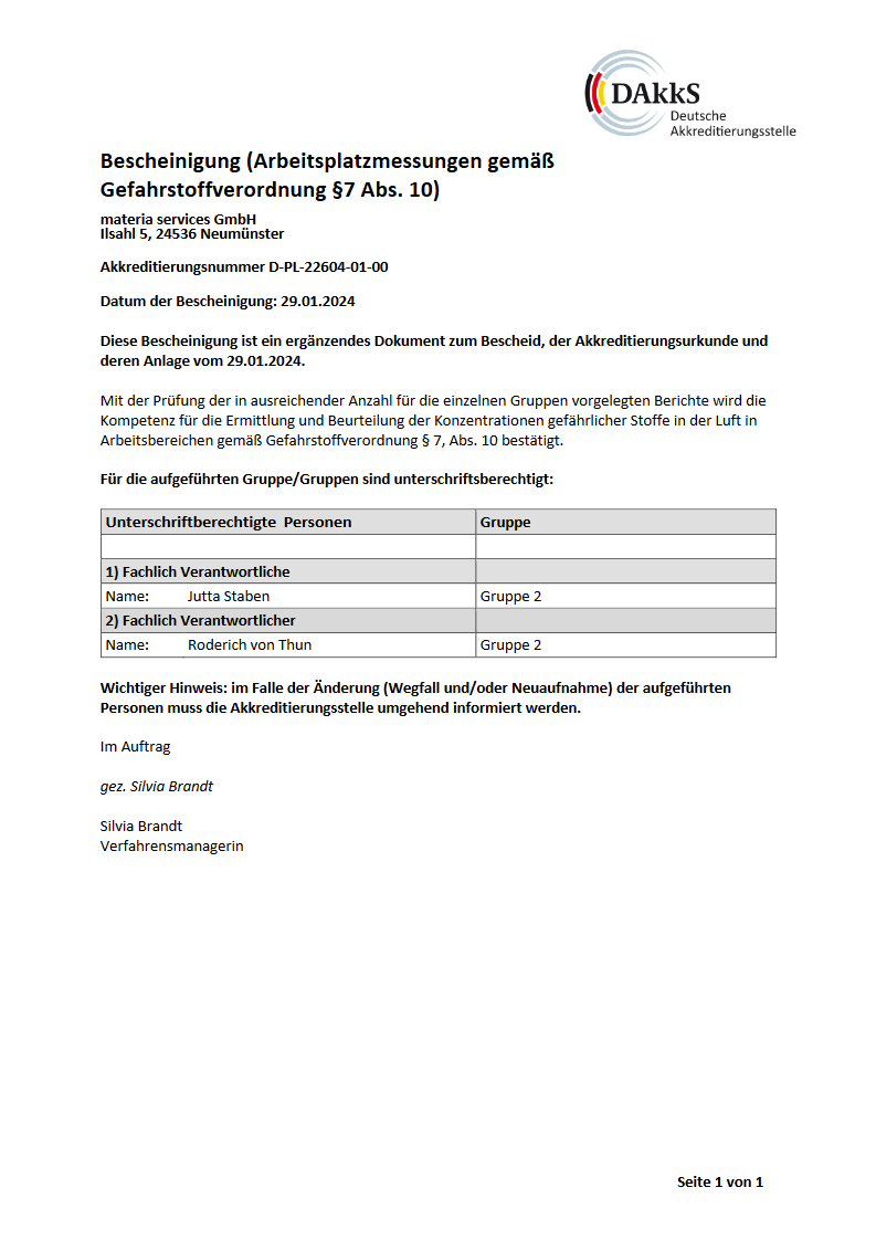 Bescheinigung Arbeitsplatzmessungen PL